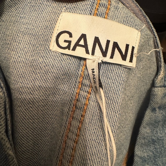 GANNI Future Button Front Organic Cotton Blend Denim Maxi Dress - Picture 7 of 11